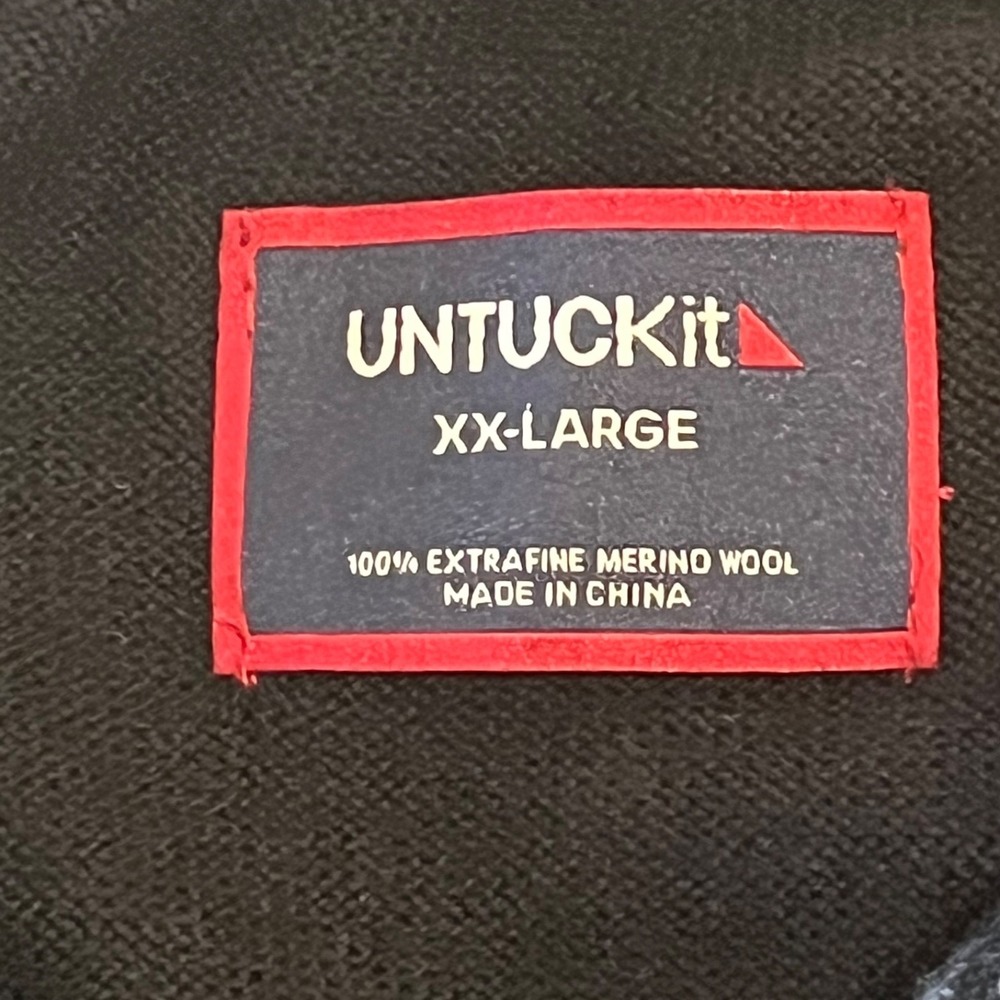 UNTUCKit Belguardo 1/4 Zip Pullover Sweater Men XXL Black Extra Fine Merino Wool - Picture 6 of 10